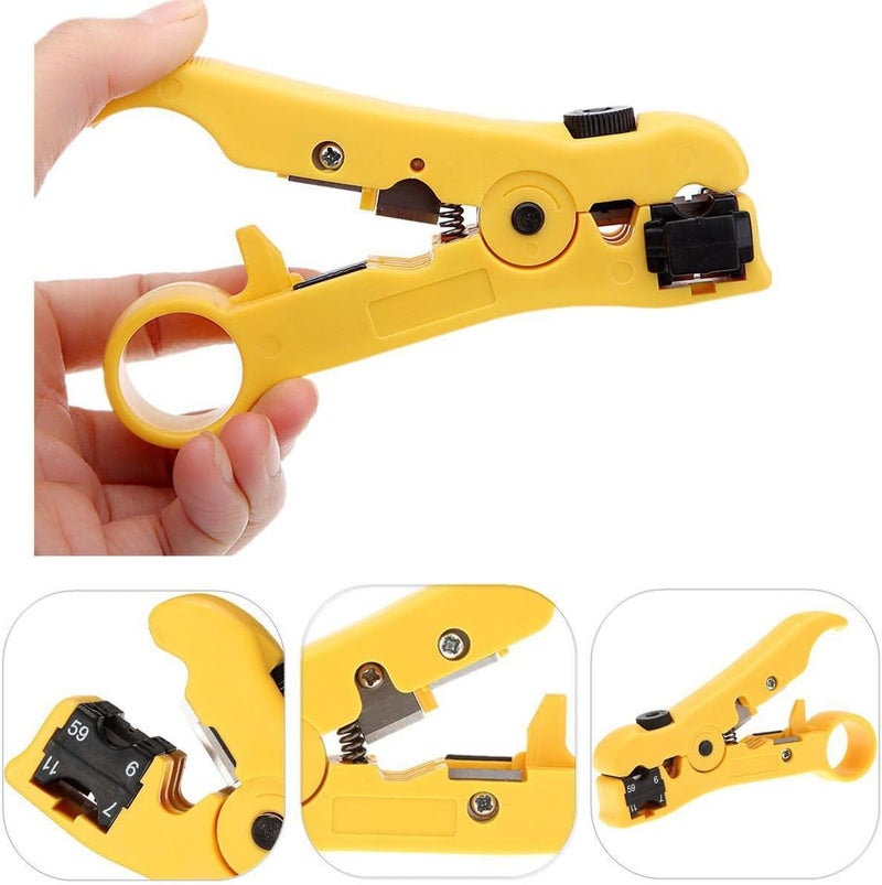 exgoofit Pack 2pcs Universal Cable Wire Stripper Cutter Stripping Tool for Flat or Round UTP Cat5 Cat6 Wire Coax Coaxial - Image 1